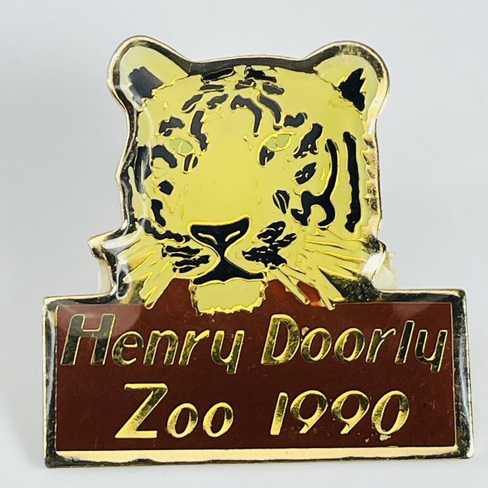 VTG 1990 Henry Doorly Zoo Tiger Head Enamel Pinback Souvenir Omaha NE Hat Pin